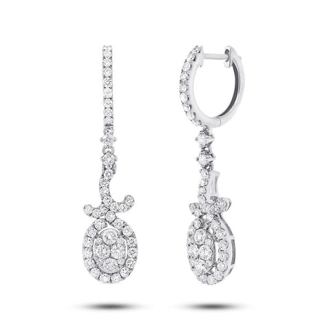 1.45 Ctw 18k White Gold Diamond Earring