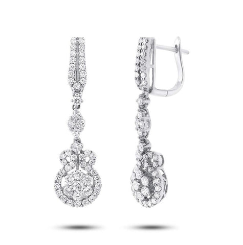 1.76 Ctw 18k White Gold Diamond Earring