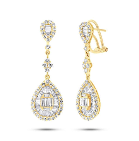 2.70 Ctw 18k Yellow Gold Diamond Earring