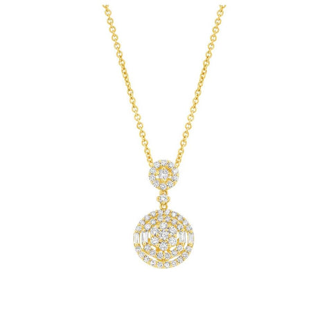 1.05 Ctw 18k Yellow Gold Diamond Pendant Necklace With 18 Inch Chain