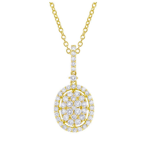 0.98 Ctw 18k Yellow Gold Diamond Pendant Necklace With 18 Inch Chain