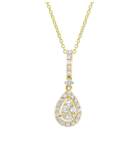 0.52 Ctw 18k Yellow Gold Diamond Pendant Necklace With 18 Inch Chain