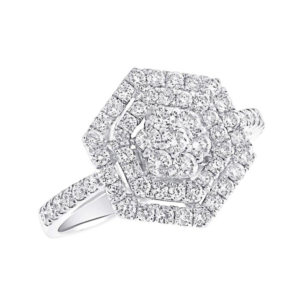 0.97 Ctw 18k White Gold Diamond Womens Ring