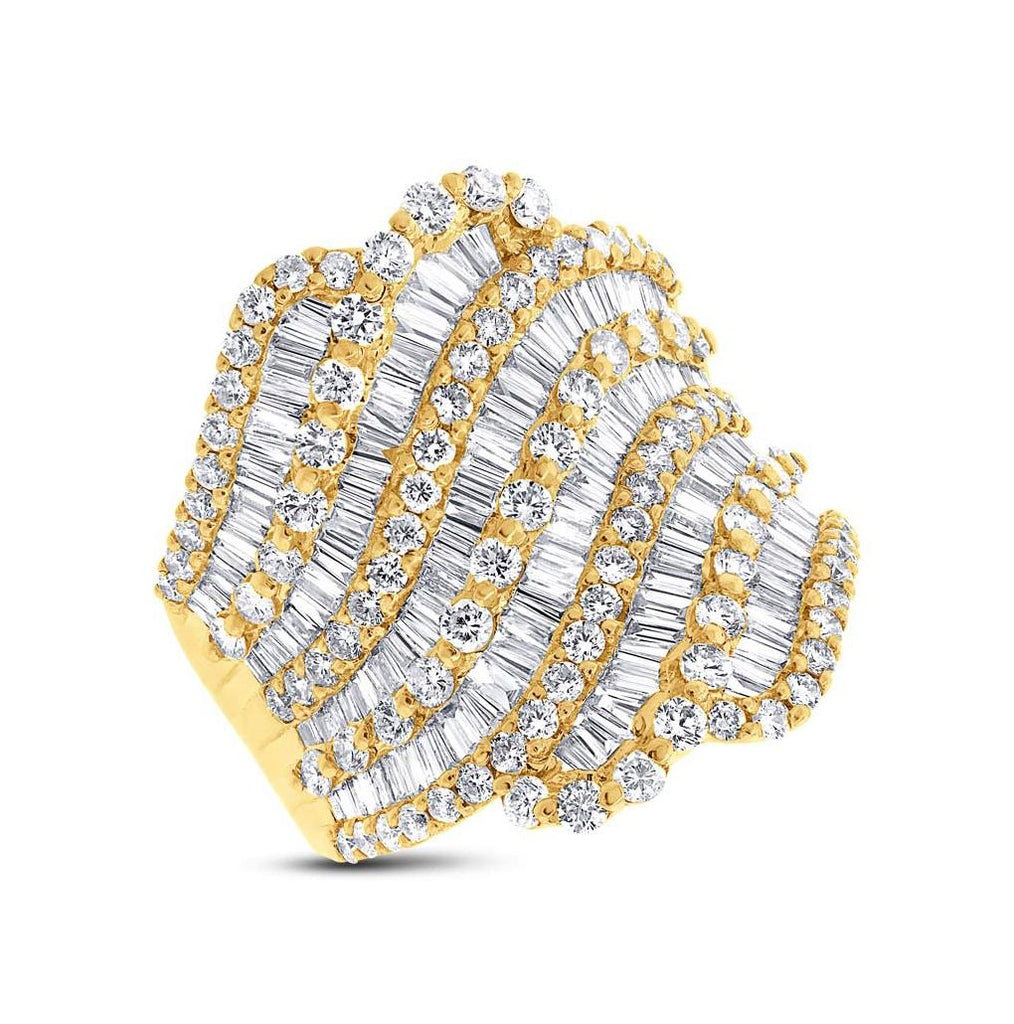 4.10 Ctw 18k Yellow Gold Diamond Baguette Womens Ring