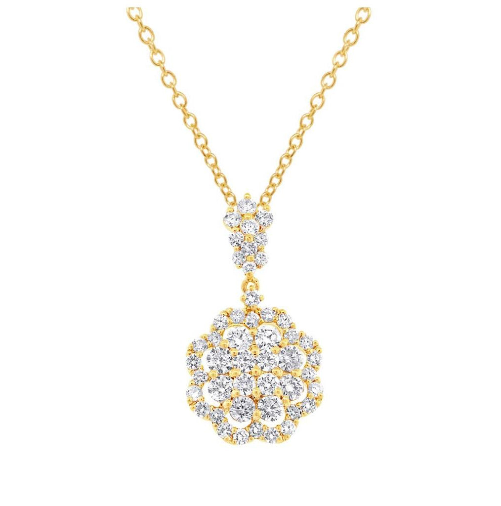 1.54 Ctw 18k Yellow Gold Diamond Pendant Necklace With 18 Inch Chain