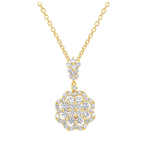 1.54 Ctw 18k Yellow Gold Diamond Pendant Necklace With 18 Inch Chain