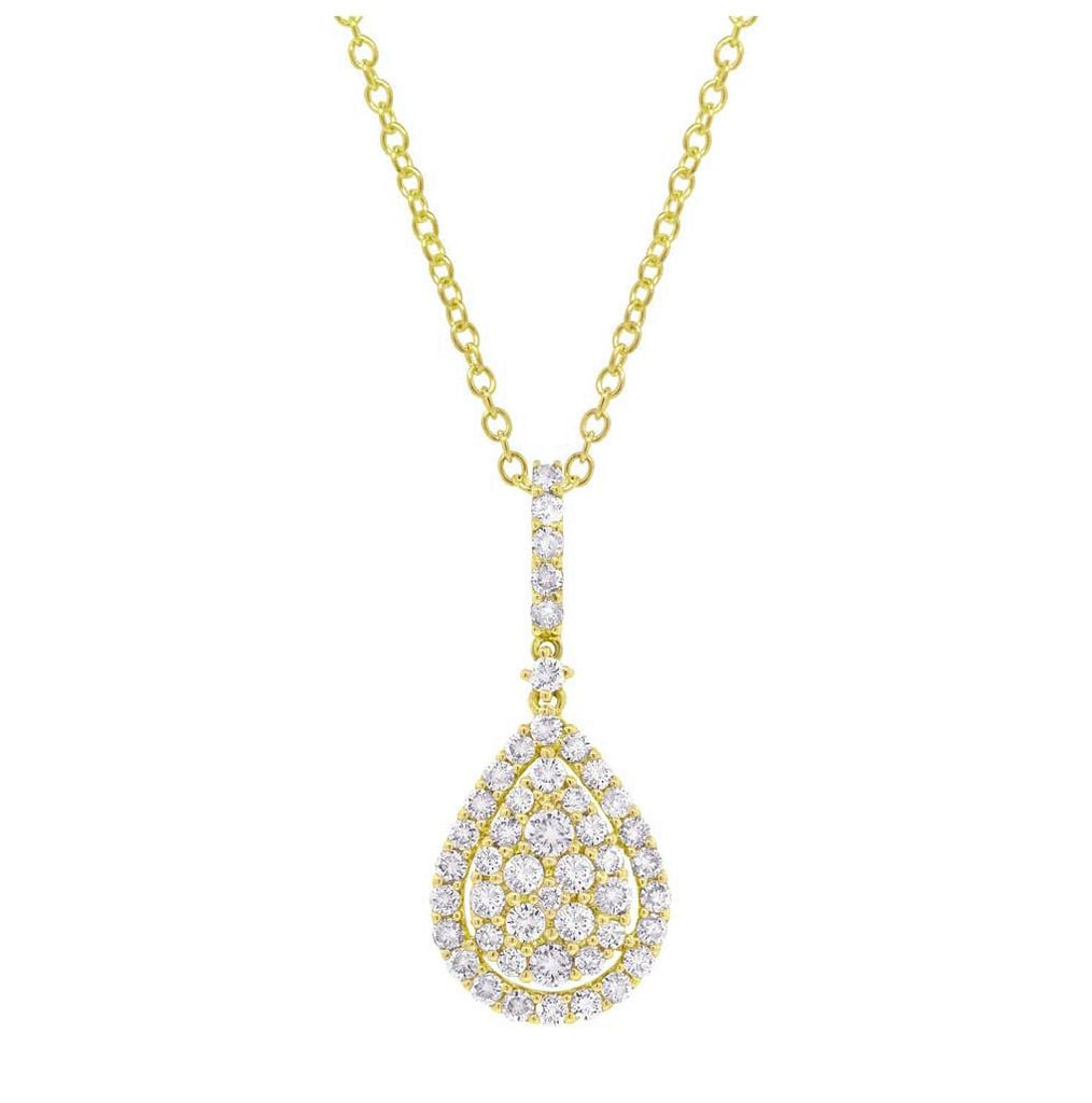 1.19 Ctw 18k Yellow Gold Diamond Pendant Necklace With 18 Inch Chain