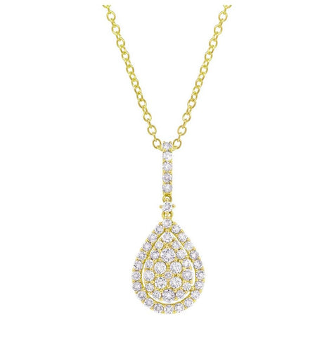 1.19 Ctw 18k Yellow Gold Diamond Pendant Necklace With 18 Inch Chain