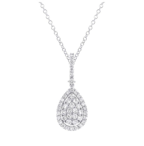 1.18 Ctw 18k White Gold Diamond Pendant Necklace With 18 Inch Chain