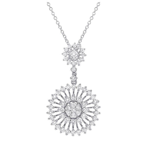 2.66 Ctw 18k White Gold Diamond Pendant Necklace With 18 Inch Chain