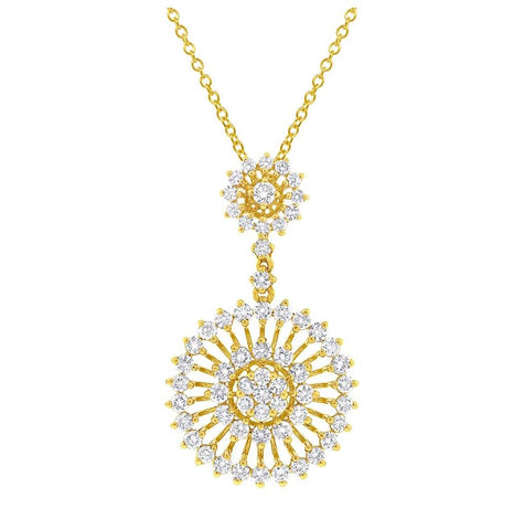 2.66 Ctw 18k Yellow Gold Diamond Pendant Necklace With 18 Inch Chain