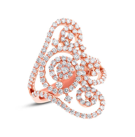 1.89 Ctw 18k Rose Gold Diamond Womens Ring