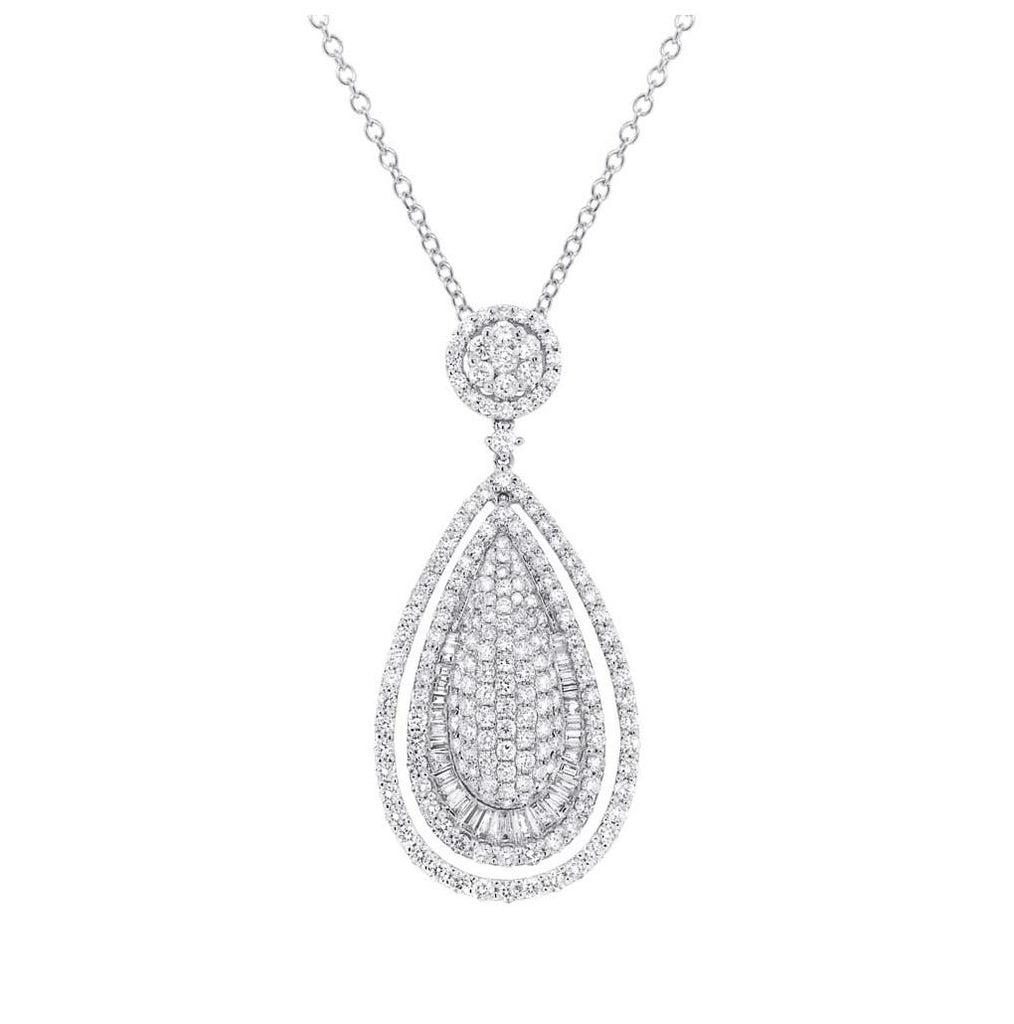 4.63 Ctw 18k White Gold Diamond Pendant Necklace With 18 Inch Chain