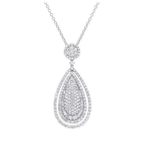 4.63 Ctw 18k White Gold Diamond Pendant Necklace With 18 Inch Chain