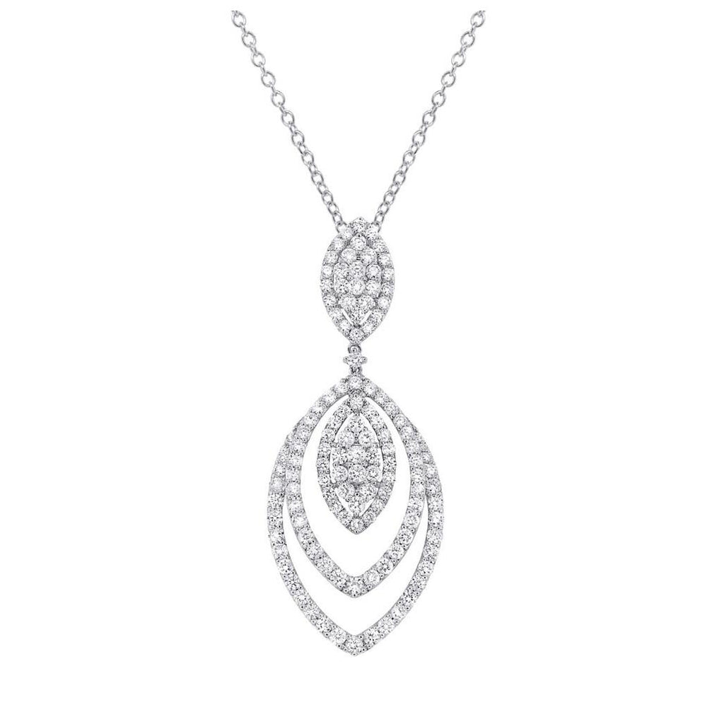 3.90 Ctw 18k White Gold Diamond Pendant Necklace With 18 Inch Chain