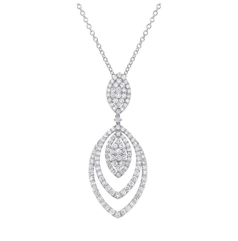 3.90 Ctw 18k White Gold Diamond Pendant Necklace With 18 Inch Chain