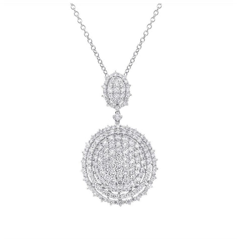 5.87 Ctw 18k White Gold Diamond Pave Pendant Necklace With 18 Inch Chain