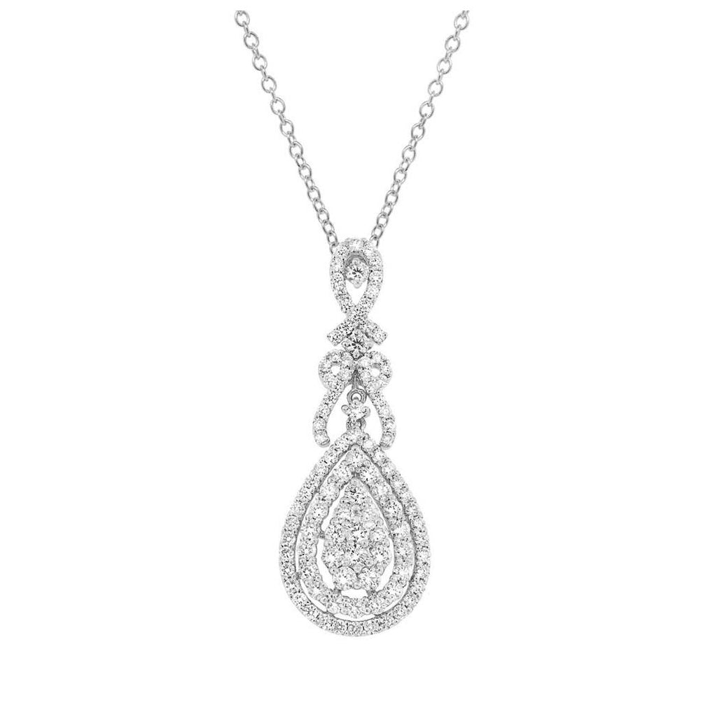 2.37 Ctw 18k White Gold Diamond Pendant Necklace With 18 Inch Chain