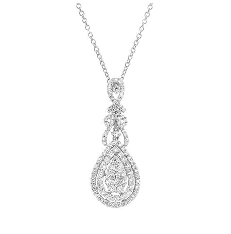 2.37 Ctw 18k White Gold Diamond Pendant Necklace With 18 Inch Chain