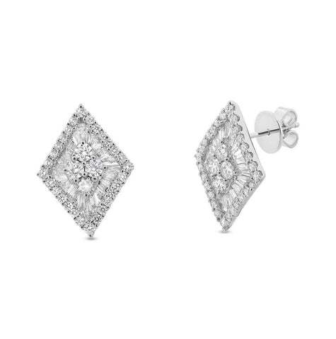 2.20 Ctw 18k White Gold Diamond Earring