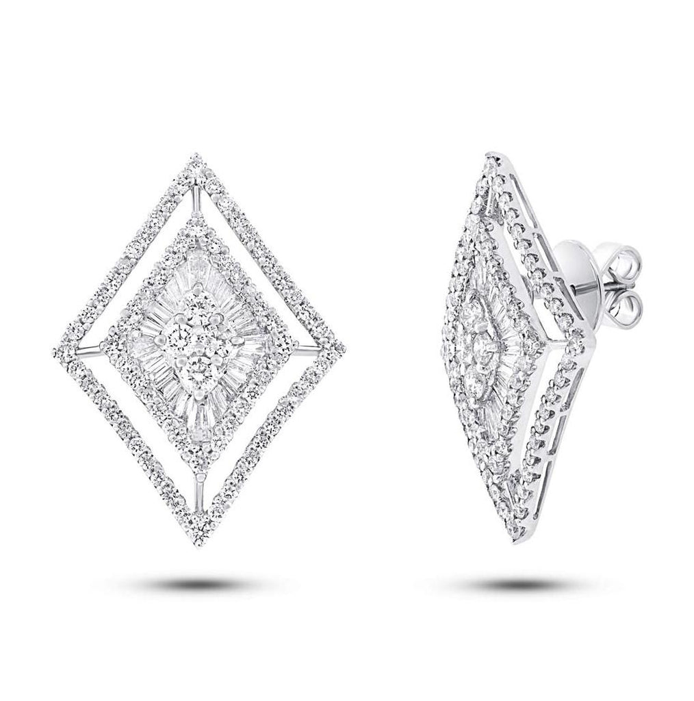 3.20 Ctw 18k White Gold Diamond Earring