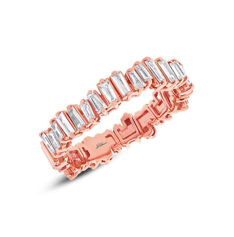 0.79 Ctw 14k Rose Gold Diamond Baguette Womens Band Size 10