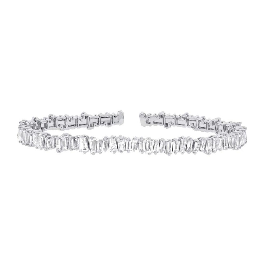 2.89 Ctw 14k White Gold Diamond Baguette Bangle Bracelet