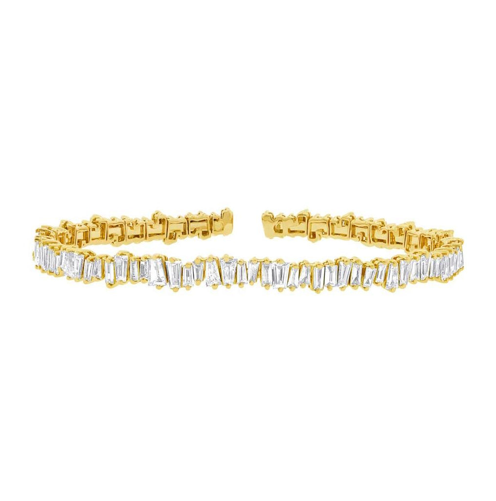 2.89 Ctw 14k Yellow Gold Diamond Baguette Bangle Bracelet