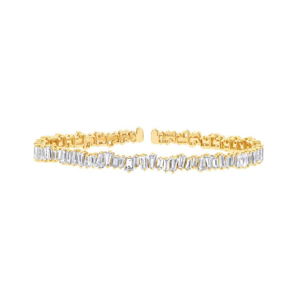 5.82 Ctw 14k Yellow Gold Diamond Baguette Bangle Bracelet