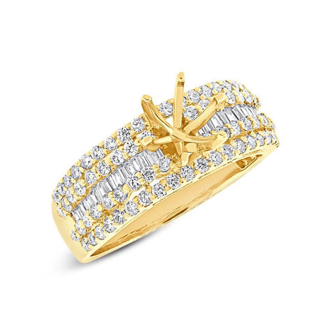 1.10 Ctw 18k Yellow Gold Diamond Semi-mount Ring