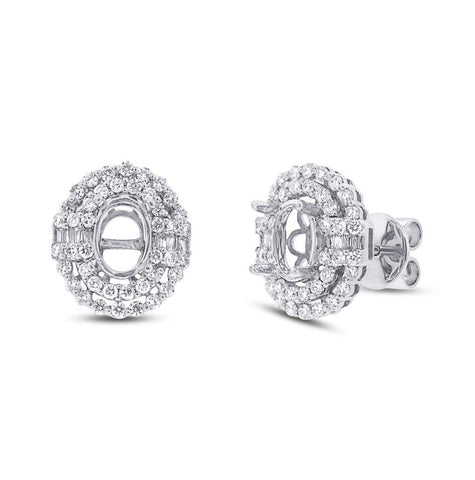 0.86 Ctw 18k White Gold Diamond Semi-mount Earring