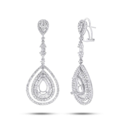 3.85 Ctw 18k White Gold Diamond Semi-mount Earring