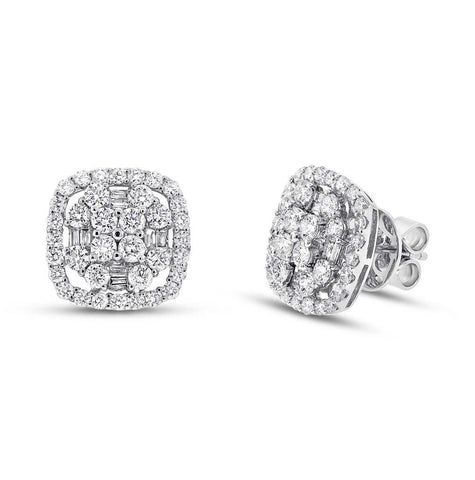 1.95 Ctw 18k White Gold Diamond Earring