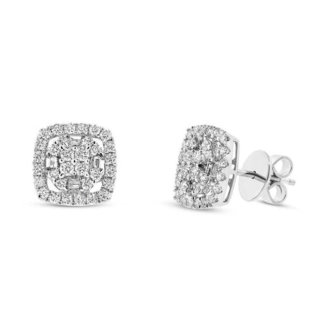 0.93 Ctw 18k White Gold Diamond Earring