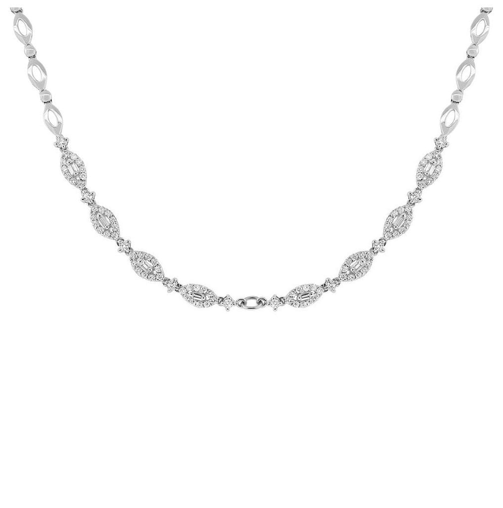 1.56 Ctw 18k White Gold Diamond Necklace