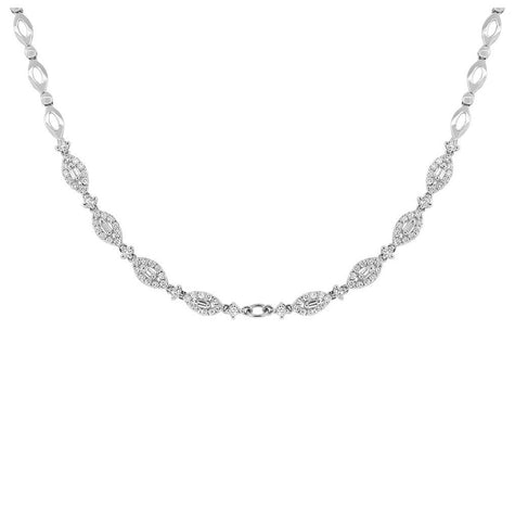 1.56 Ctw 18k White Gold Diamond Necklace