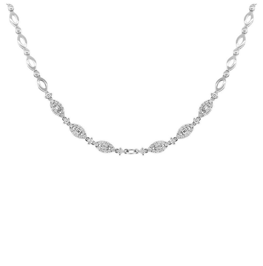 1.22 Ctw 18k White Gold Diamond Necklace