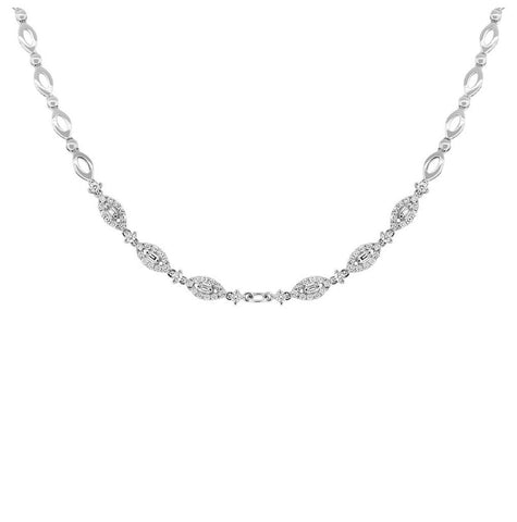 1.22 Ctw 18k White Gold Diamond Necklace