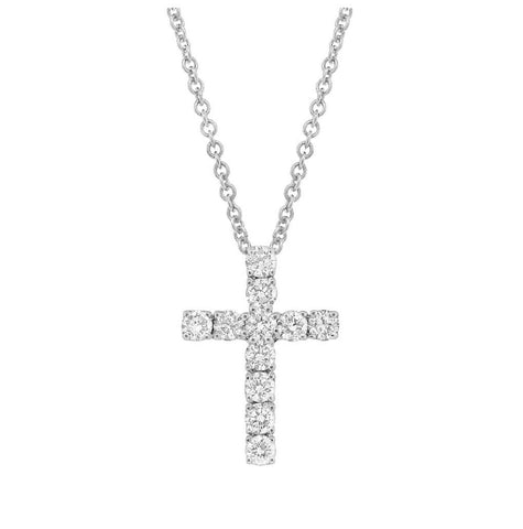 0.67 Ctw 18k White Gold Diamond Cross Pendant Necklace With 18 Inch Chain