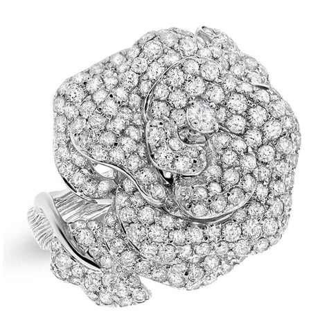 4.48 Ctw 18k White Gold Diamond Flower Ring