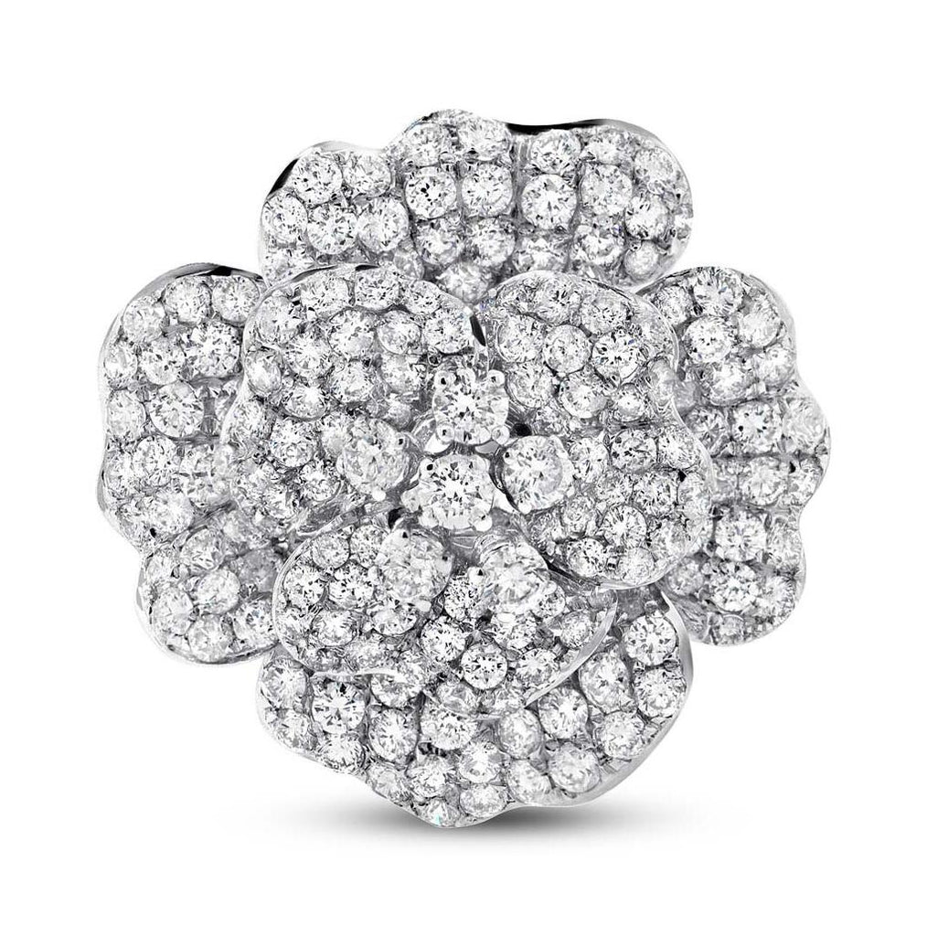 5.54 Ctw 18k White Gold Diamond Flower Ring