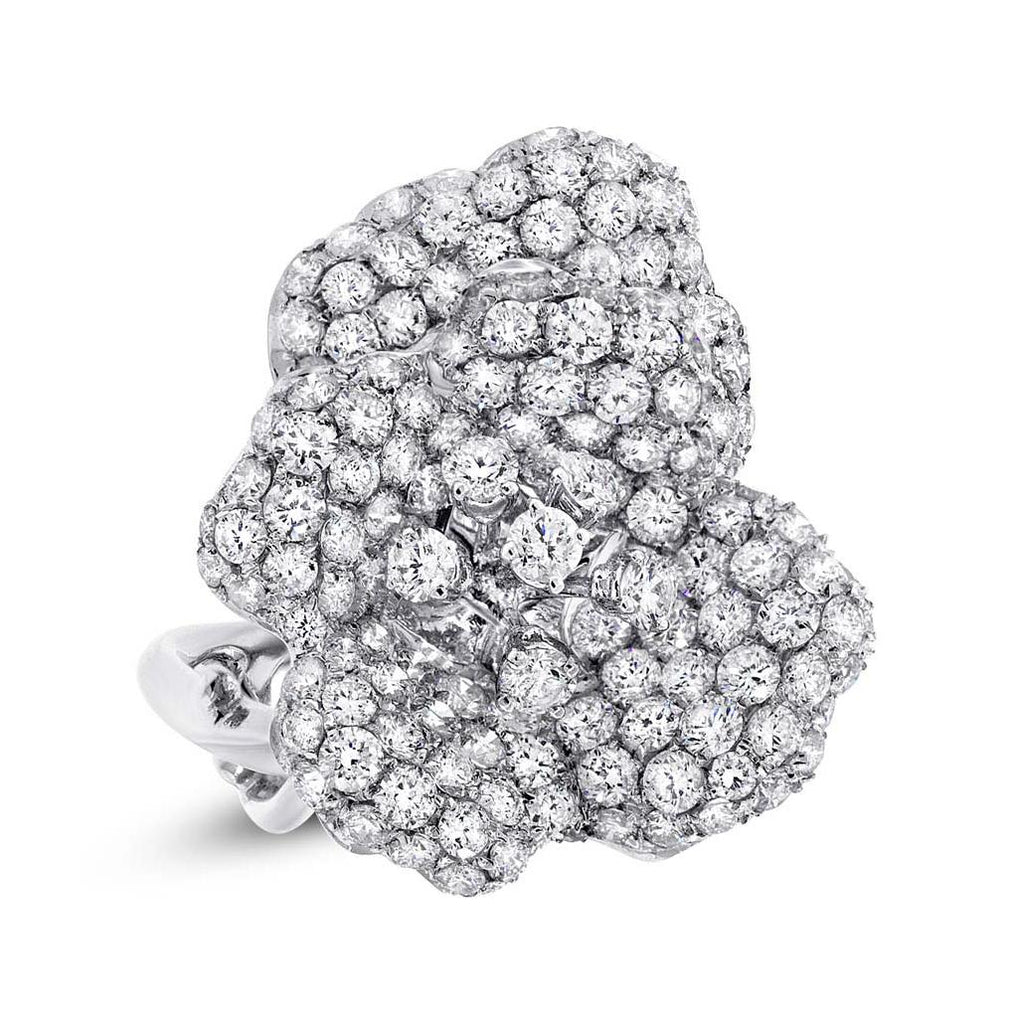 5.05 Ctw 18k White Gold Diamond Flower Ring