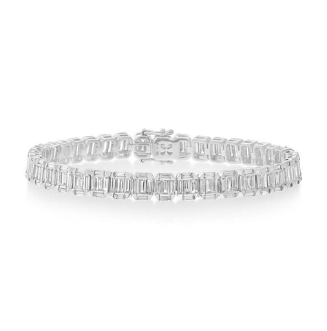 5.29 Ctw 18k White Gold Diamond Baguette Bracelet