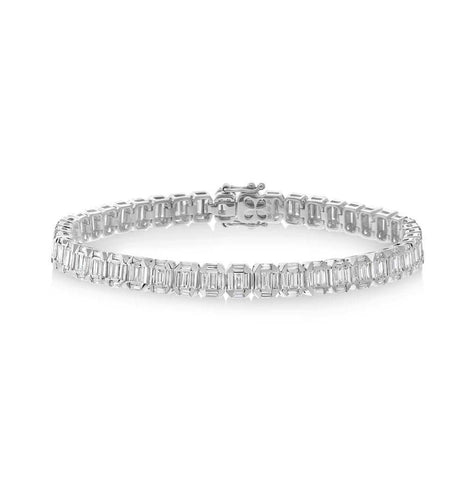 4.00 Ctw 18k White Gold Diamond Baguette Bracelet