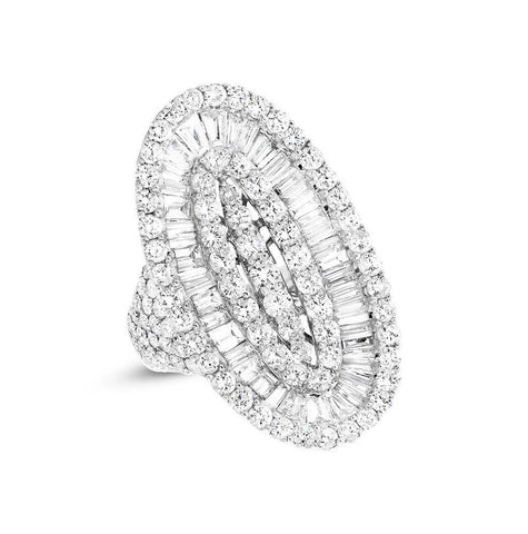 6.34 Ctw 18k White Gold Diamond Womens Ring