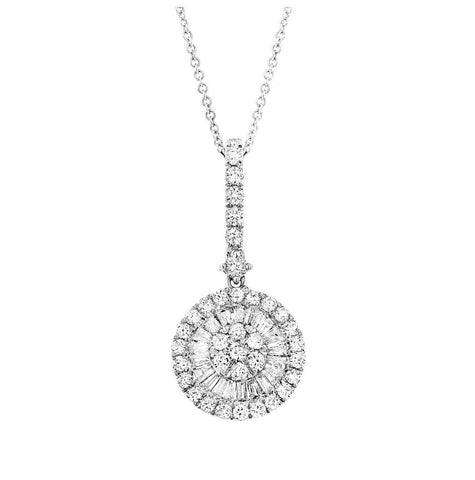 0.71 Ctw 18k White Gold Diamond Baguette Pendant Necklace With 18 Inch Chain