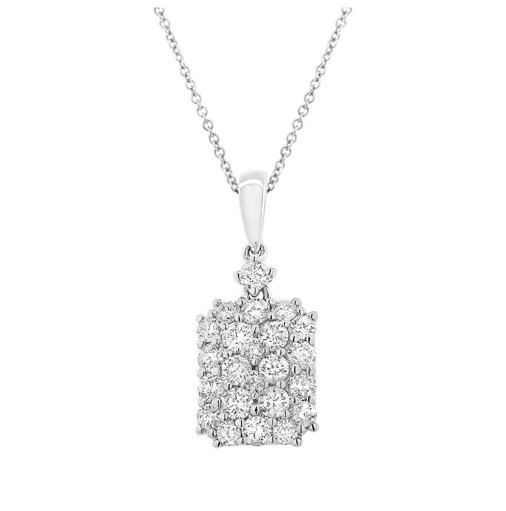 0.78 Ctw 18k White Gold Diamond Pave Pendant Necklace With 18 Inch Chain