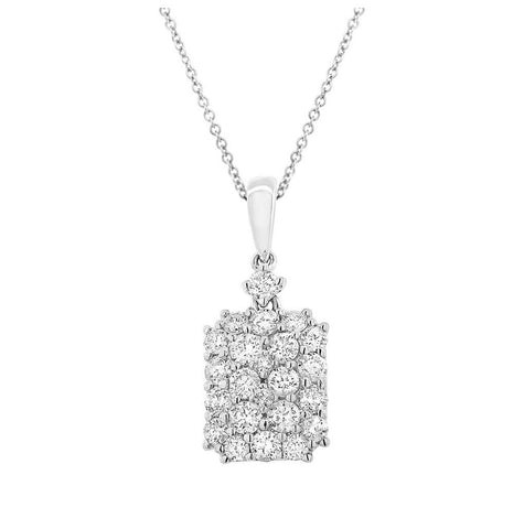 0.78 Ctw 18k White Gold Diamond Pave Pendant Necklace With 18 Inch Chain