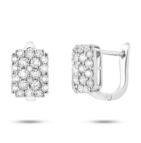 1.05 Ctw 18k White Gold Diamond Pave Earring