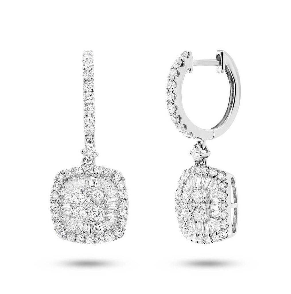 1.59 Ctw 18k White Gold Diamond Baguette Earring